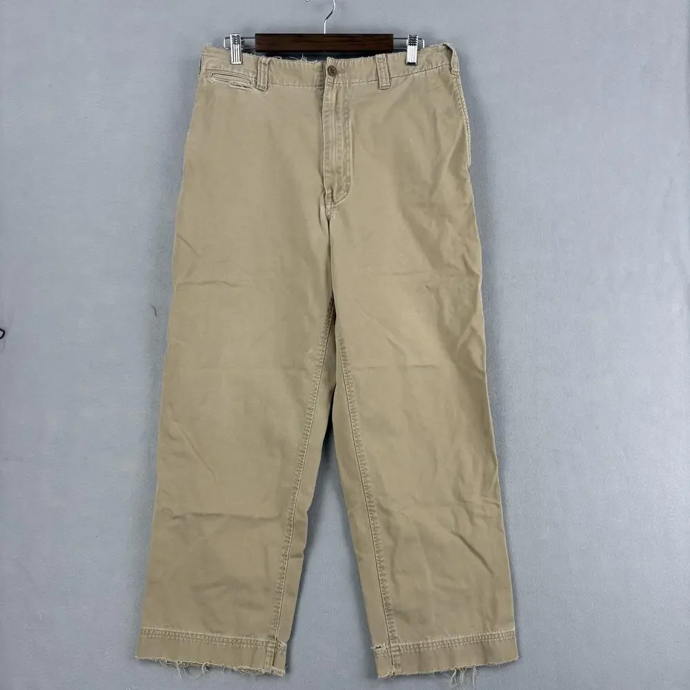 Vintage Abercrombie Fitch Pants Mens 32x27 Beige Canvas Relaxed Straight Chino